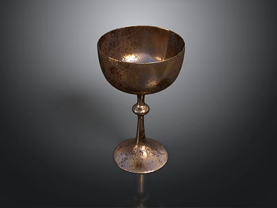 Vintage Metallic Stemmed Cup With Textured Surface And Round Base For Household Use 3d model