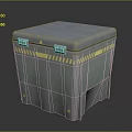 Gray Home Storage Box Featuring Blue Lid Yellow Warning Signs And Yellow Stripes