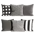 Stylish Black White Gray Decorative Throw Pillows With Checkerboard Polka Dot Circle And Striped Patterns
