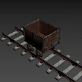 Rusty Old Mine Cart on Railway Track with Metal Wheels