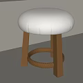 Modern Minimalist Stool With White Padded Seat Wooden Legs And Rattan Ring Design For Home Decor