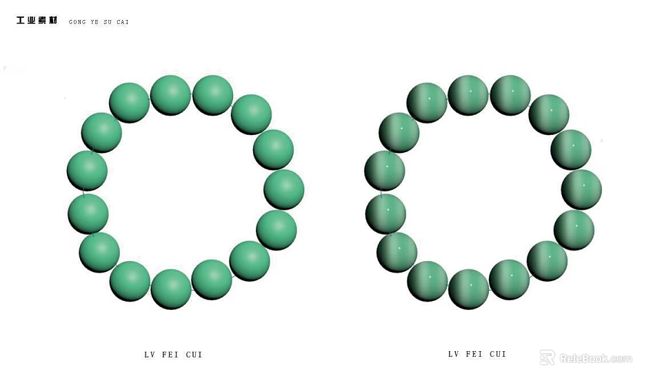 Fashionable Green Beaded Bracelets Set of Two With LY FREE CUT Design 3d model 