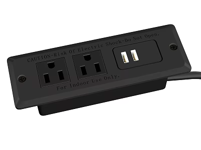 Black Power Strip With USB Ports And AC Outlets For Phone Digital Devices Indoor Use 3d model