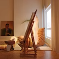 Cozy Orange Velvet Single Sofa by Window with Plants Floor Lamp and Cat