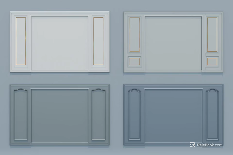 Modern Decorative Wall Panel Designs With Elegant Lines And Various Colors 3d model