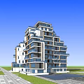 Modern Multi Storey Apartment Building Exterior Design With Balconies Green Area And Roadway