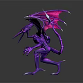 Detailed Purple Mythical Fantasy Creature With Dragon Wings Sharp Claws And Red Underbelly
