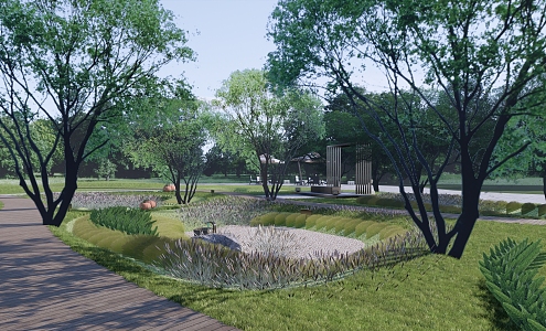 Wetland Park Modern Park Rain Garden 3d model