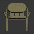 Modern Minimalist Beige Fabric Chair With Padded Seat Armrests And Curved Backrest