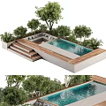 Outdoor Living Space Design With Swimming Pool Greenery And Seating Area