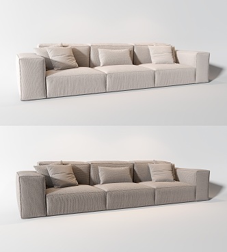 Three-seat sofa Tofu block sofa Cream style sofa Minimalist sofa Bread sofa 3d model