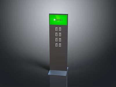 Vertical Information Signage With Green Display Screen Insta Text And Square Icons 3d model