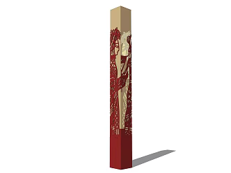 Chinese style column landscape column 3d model