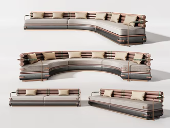 Modern Card Seat Curved Sofa Card Seat Combination 3d model