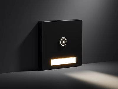 Modern Black Square Wall Lamp With LED Light Strip And Round Control Knob 3d model