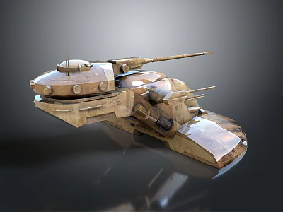 Futuristic Armored Weapon System With Multiple Cannons And Sleek Design 3d model