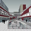Bustling Modern Commercial Street with Pedestrian Flow Theatre Buildings and Shopping Facilities