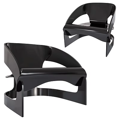 Modern Black Leisure Chair with Unique Curved Frame Design for Home Use 3d model