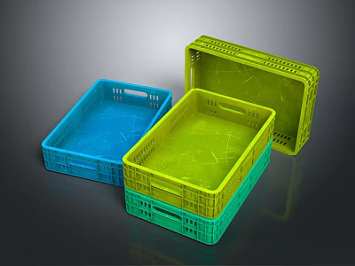 Durable Colorful Stackable Plastic Storage Boxes With Lids For Home Organization 3d model