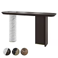 Modern Dark Wood Console Table With Marble Column And Side Cabinet Design 3d model