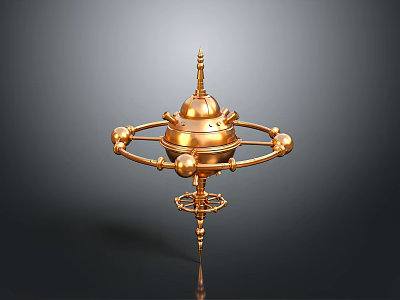 Golden Celestial Globe Astronomical Model With Orbital Rings And Spherical Design For Universe Exploration 3d model