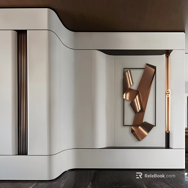 Stylish Modern Wall Decor With Metallic Copper Geometric Design For Contemporary Interiors 3d model 