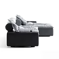 Modern Gray Sectional Sofa With Plush Cushions Soft Fabric And Corner Design 3d model