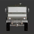 Metallic Silver Gray Cab Chassis Truck With Six Wheels And Open Flatbed Structure 3d model
