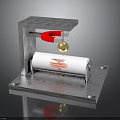 Experimental Mechanical Equipment With Metal Frame Red Component Golden Ball And Scroll With Red Patterns