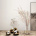 Modern vase with dried branches 3d model