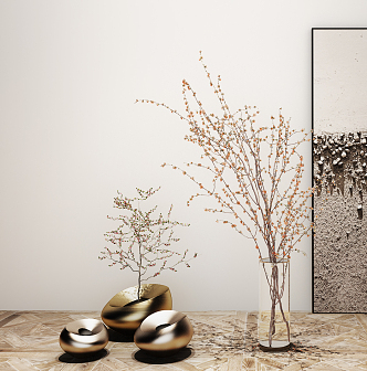 Modern vase with dried branches 3d model