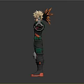 3D Anime Character Model With Spiky Blonde Hair Goggles Mechanical Gloves And Red Shoes