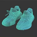 Blue Knit Sports Sneakers With Blue Laces Modern Design And Transparent Blue Sole