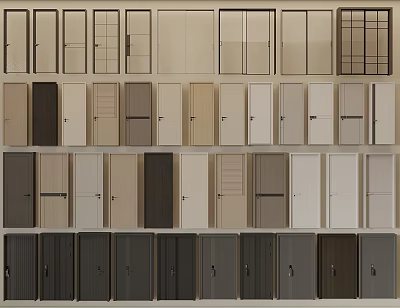 Hinged Doors In Multiple Styles And Different Colors For Home Interior Design 3d model