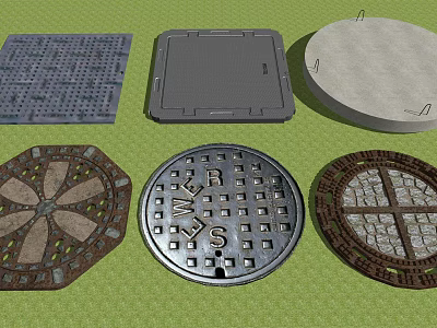 Road Infrastructure Manhole Covers With Various Shapes Designs and Materials 3d model