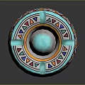 Vibrant Multicolored Ceramic Sculpture with Geometric Patterns and Intricate Decorative Carvings on Traditional Handcrafted Design