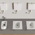 Modern White Squat Toilets With Wall Mounted Cisterns And Grey Platform Design 3d model