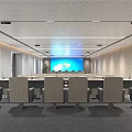 Modern Spacious Conference Room Interior With Long Meeting Table Comfortable Office Chairs And Large Screen