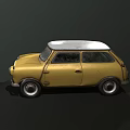 Classic Yellow Vintage Car With White Roof And Retro Exterior Design