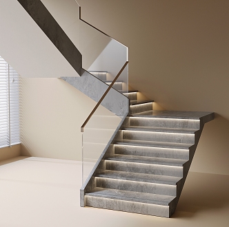 Modern Handrail Stairs 3d model