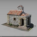 Traditional Stone Chapel Building With Red Tiled Roof Arched Doorway And Small Tower