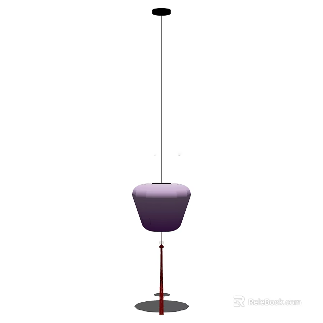 Minimalist Purple Cone Shaped Pendant Light with Hanging Cord and Decorative Tassel Design 3d model 