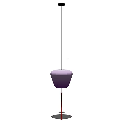 Minimalist Purple Cone Shaped Pendant Light with Hanging Cord and Decorative Tassel Design 3d model