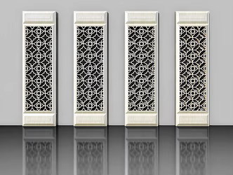 New Chinese-style Ornaments Screen Flower Screen Partition Ornaments 3d model