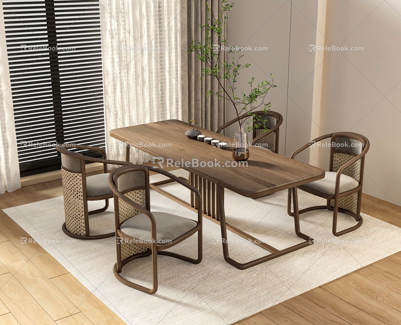 Quiet Tea Table and Chair 3d model