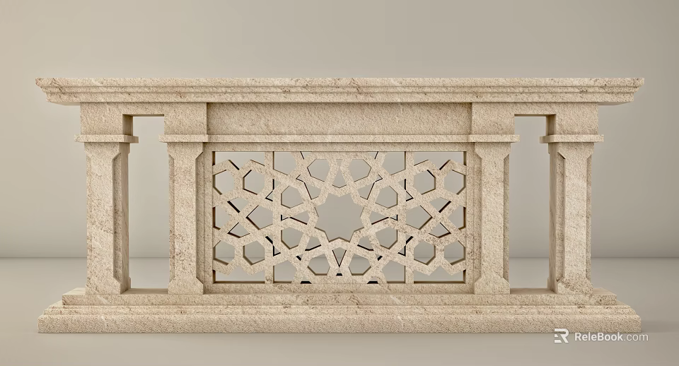 Decorative Stone Balustrade With Intricate Geometric Cutout Patterns For Architectural Design 3d model