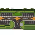 Eco friendly Parking Lot With Multi level Layout Lush Greenery And Hexagonal Patterns