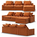 Modern L Shaped Sofa Design With Orange Gray White Cushions For Living Room