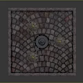 Vintage Ornate Lamp Post With Three Lanterns And Cobblestone Base