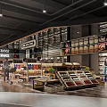 Well Organized Supermarket Department Store Featuring Various Products On Shelves And Customers Shopping